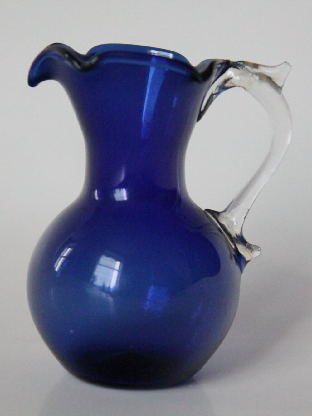 Miniature Fluted Blue Glass Pitcher